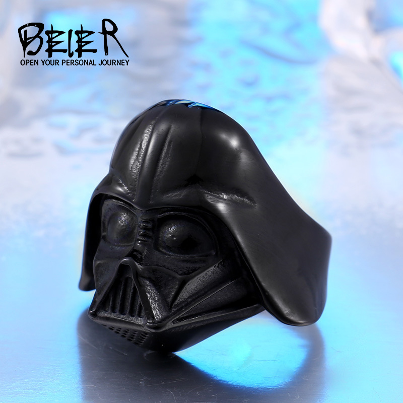 beier foreign trade stainless steel plating ring wholesale film Star Wars Black Warrior mask modeling ring