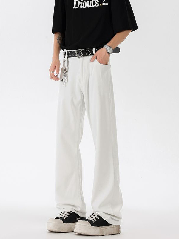 Mingge | American High Street Cleanfit White Bootcut Jeans Men's Trendyy Loose Casual Versatile Pants