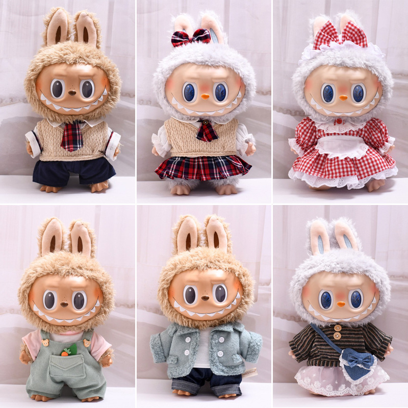 Only the Clothes】38Cm Labubu Vinyl Plush Doll Clothes Replacement Outfit Labubu Skirt Set Doll Clothes Hat