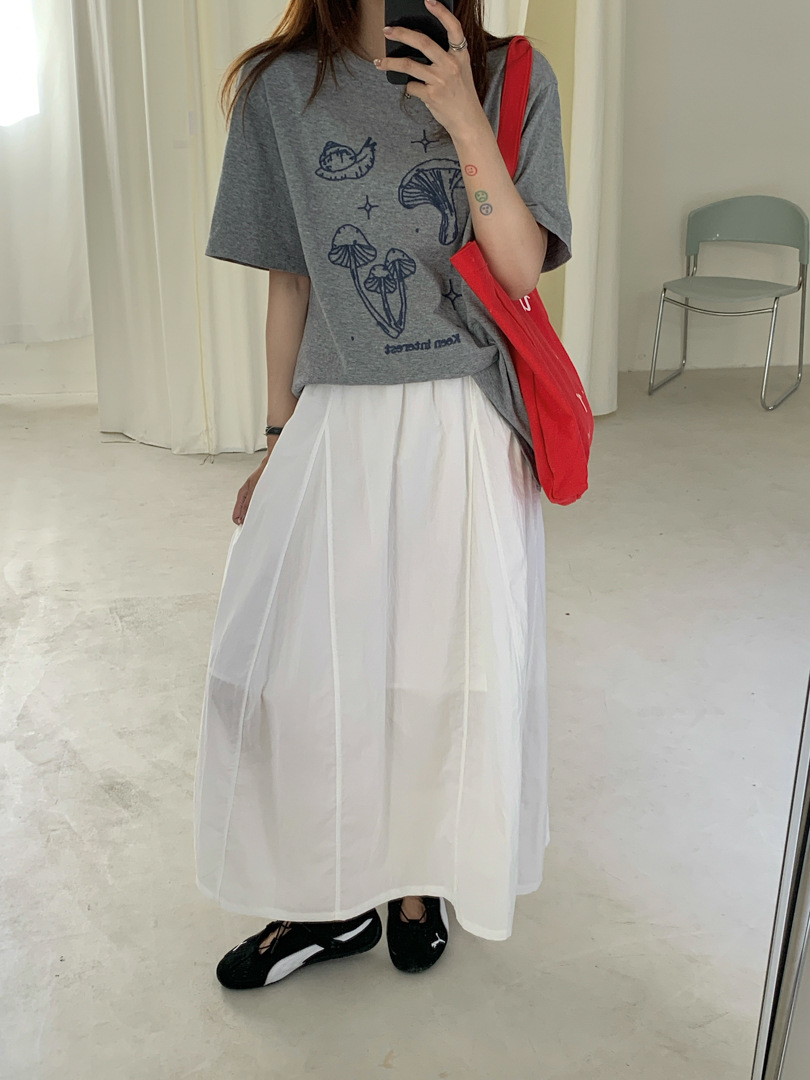 GAGD Bud Sense Multi-Pieces Stitching Hip Covering A- Line Overskirt Korean Age-Reducing Loose Slimming White Skirt with Loose Loose Waist