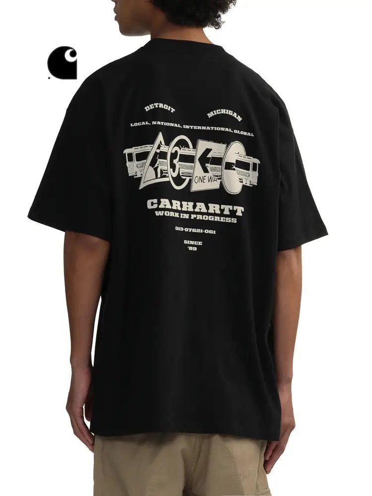 Carhartt Wip Short-Sleeved T-Shirt Men's Early Spring New Comic Style Train Pattern Print I034409O