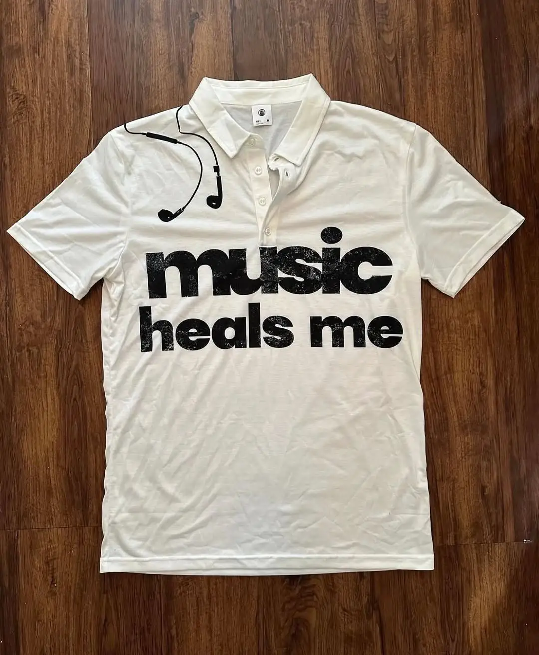 Opium Bonnyonline Music Heals Me Slim Lapel Polo Shirt Short-Sleeved T-Shirt Tee Yvl
