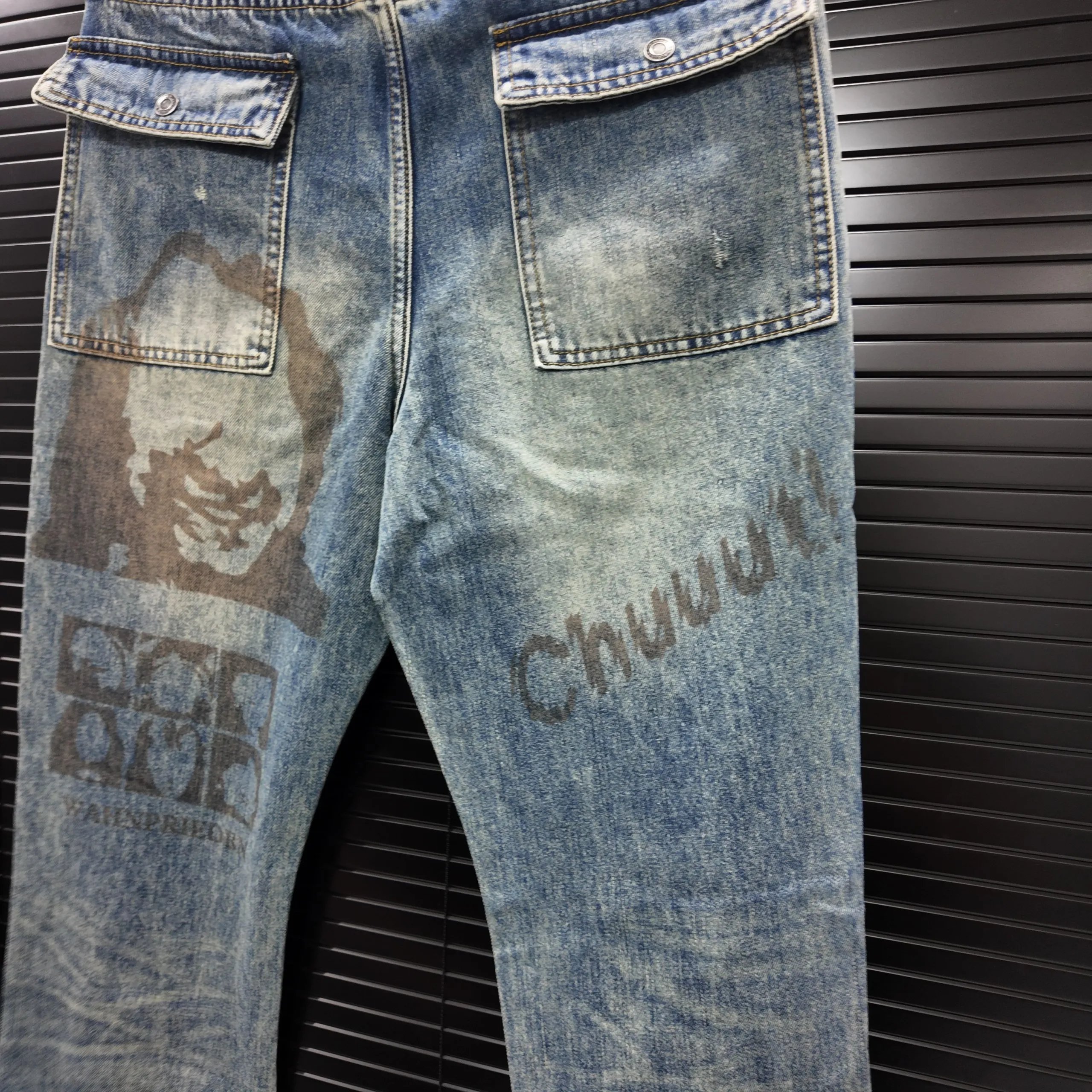 Undercover Issue 06t Eye Cargo Flare Eye Jeans Destruction Distressed Print
