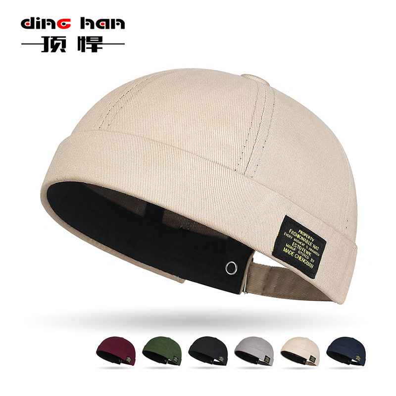 Spring New Style Cloth Label Street Hip-hop Beanie Hat Men's and Women's Personalized Yuppie All-match Melon Skin Tang Hat Cross-border