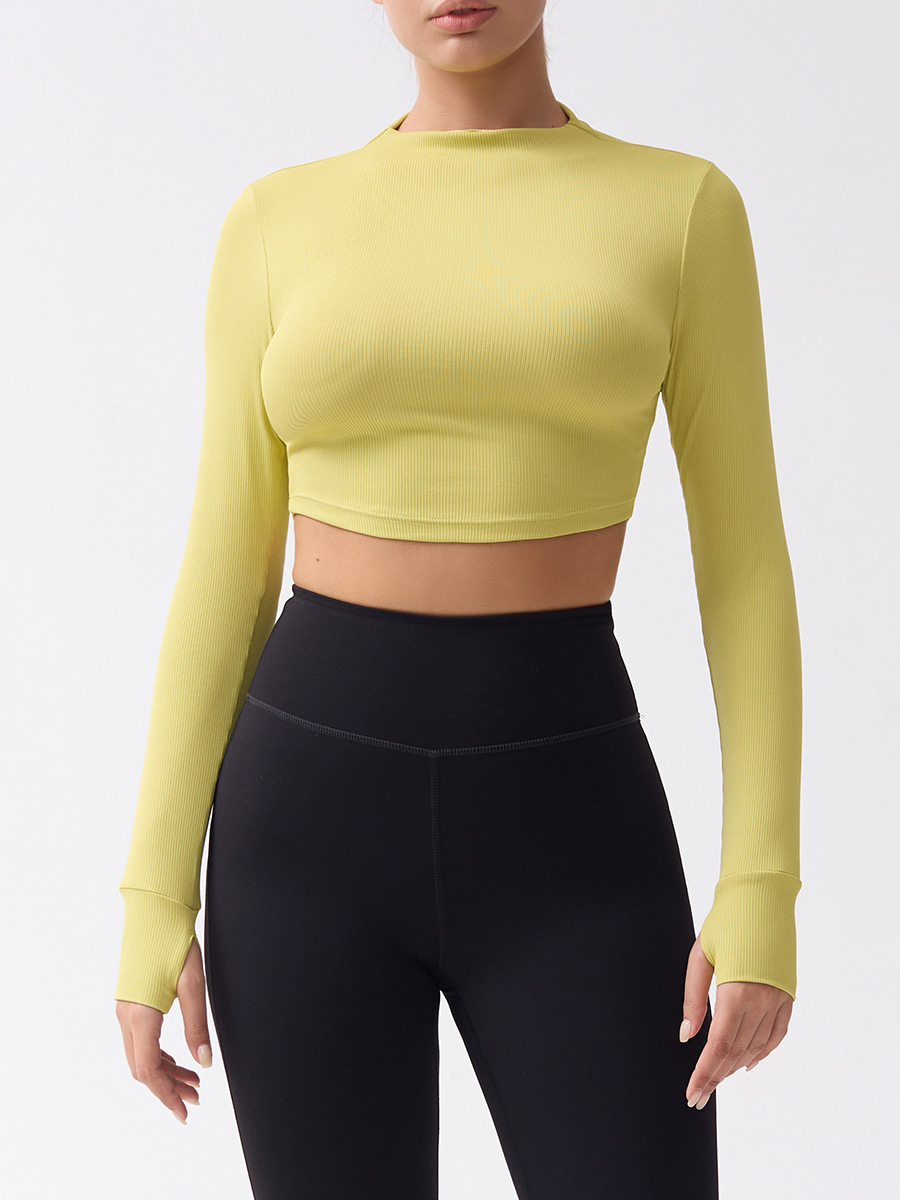 Yoga clothes women's tight sports long-sleeved T-shirt fitness training clothes vest line navel-exposed short top Autumn New