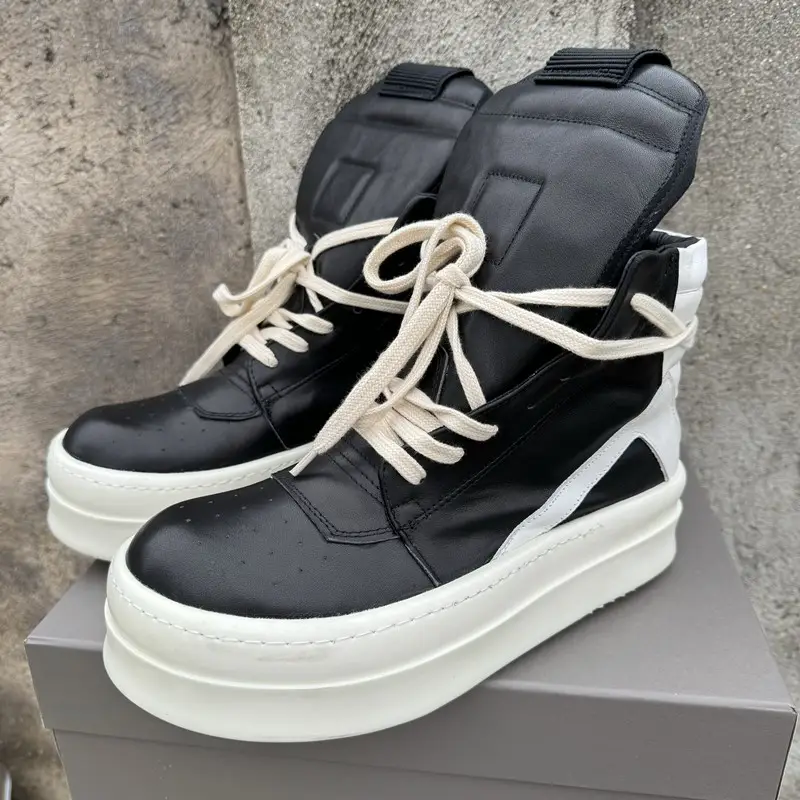 Ro Inverted Triangle Thick Sole High-Top Men's Shoes Easiest for match Casual Dark Style Sneakers Height-Increasing Street Dance Shoes Couple Korean Style Trendy Shoes