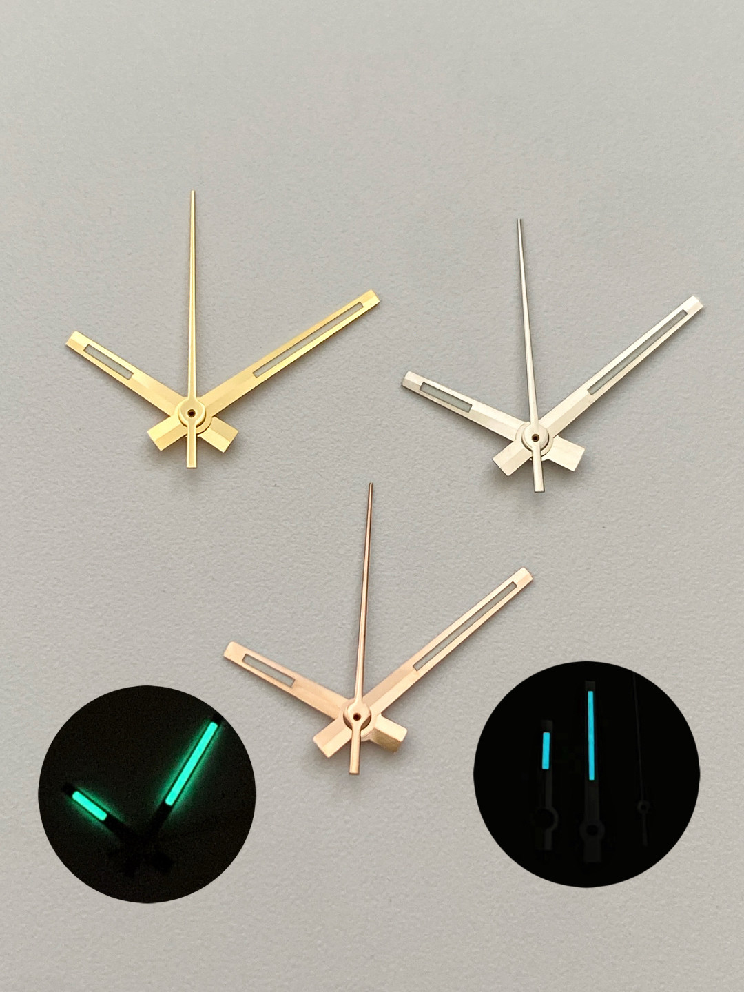 Watch Modification Parts: Green Luminous Watch Hands, Gold and Silver Second Hands, Suitable for Nh35/36 Movement