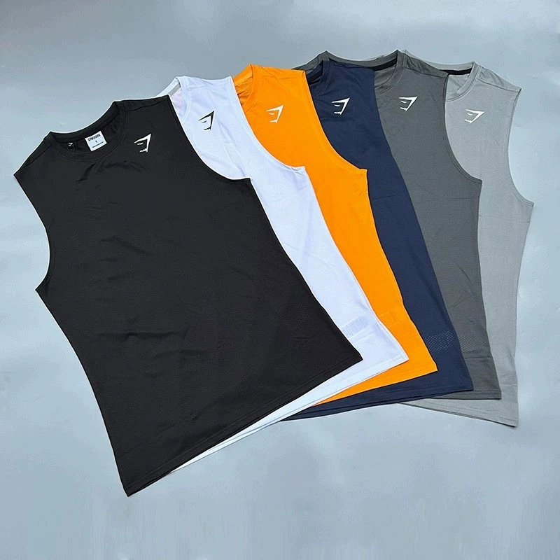 Quick-Drying and Breathable Gymshark Arrival Vest for Men, American-Style Sports Loose-Fitting Summer Solid Color Wide-Shoulder Tank Top