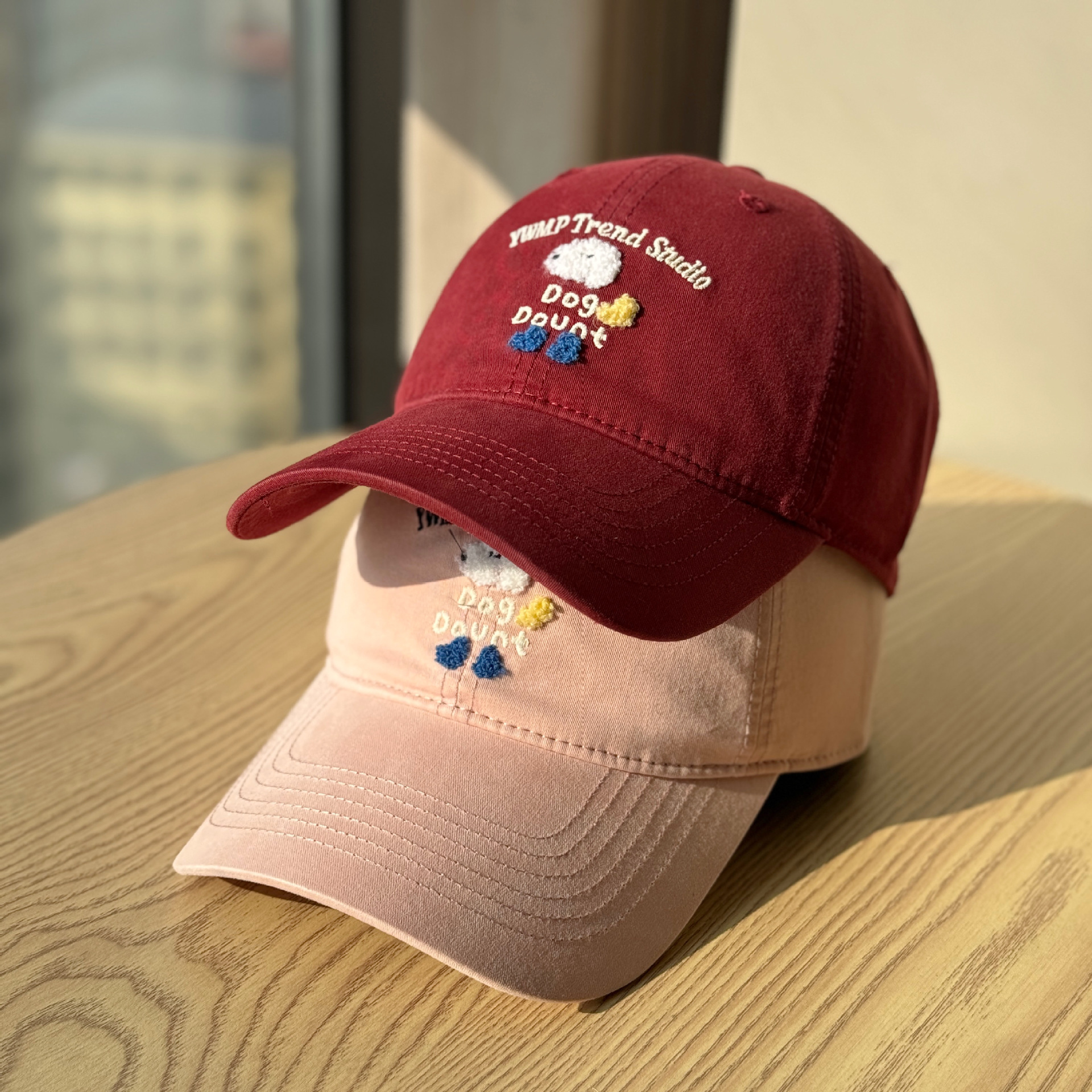 Spring and Summer Cute Embroidered Dog Baseball Cap for Women, Sunshade, Versatile, Face-Slimming, Couple's Soft-Top Trendy Hat