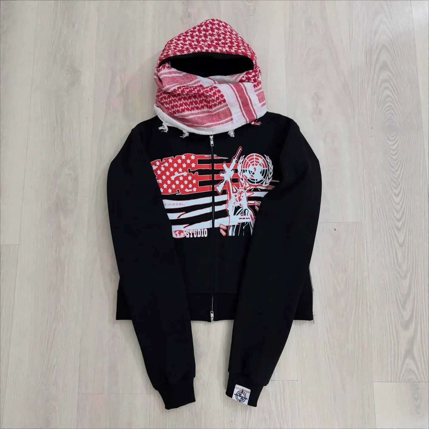 European and American Cross-Border Street Hip-Hop Rap Fashion American Style Design Hooded Loose Sweatshirt Jacket Street Wear