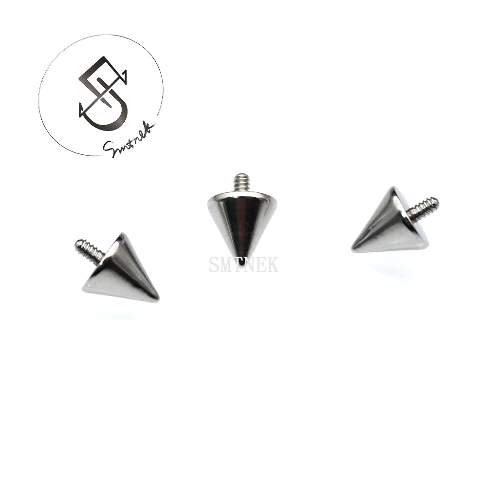 SMTNEK titanium steel outer tooth tip cone inner tooth Rod lip nail ear studs head accessories stainless steel puncture accessories