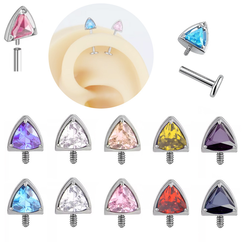 New Internal Thread Cat Ear Bone Stud Cute Girl High-End Stud Earrings Lip Stud Replacement Accessory Head