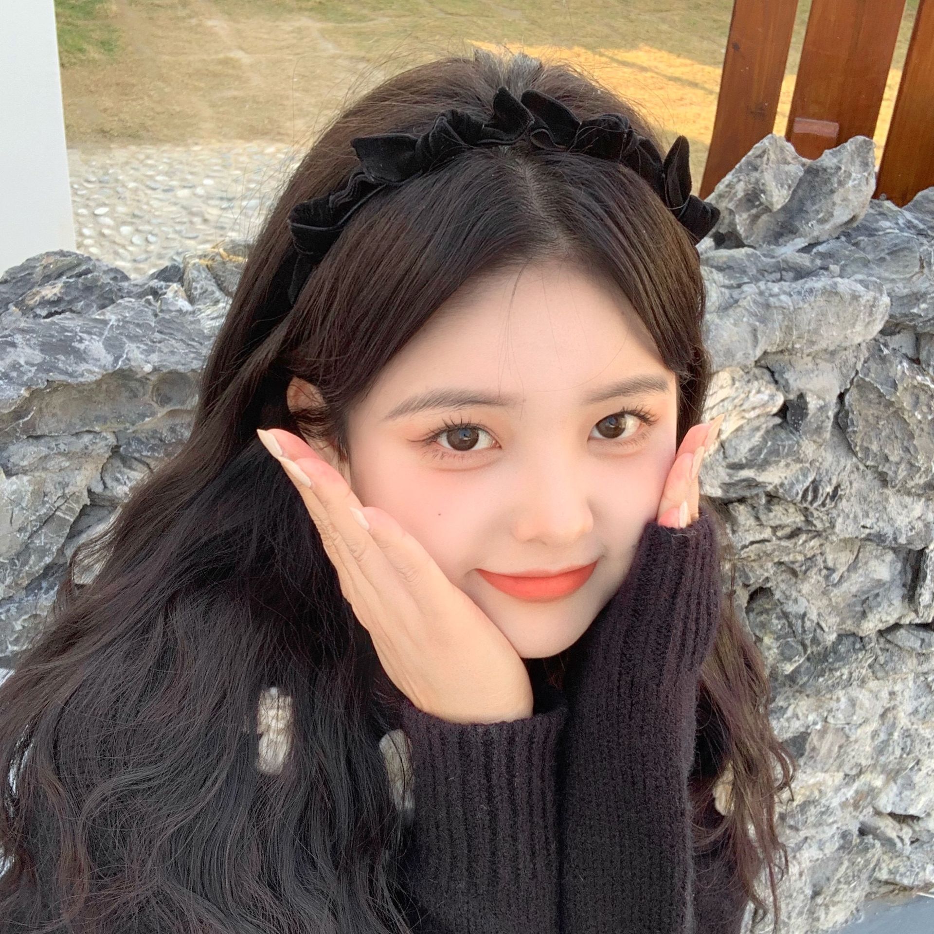 Vintage Velvet Bow Hair Band Pressure Hair Band Hair Clips Sweet Internet Celebrant Hair Accessories Korean Style Women Internet Celebrant Same Style Headwear