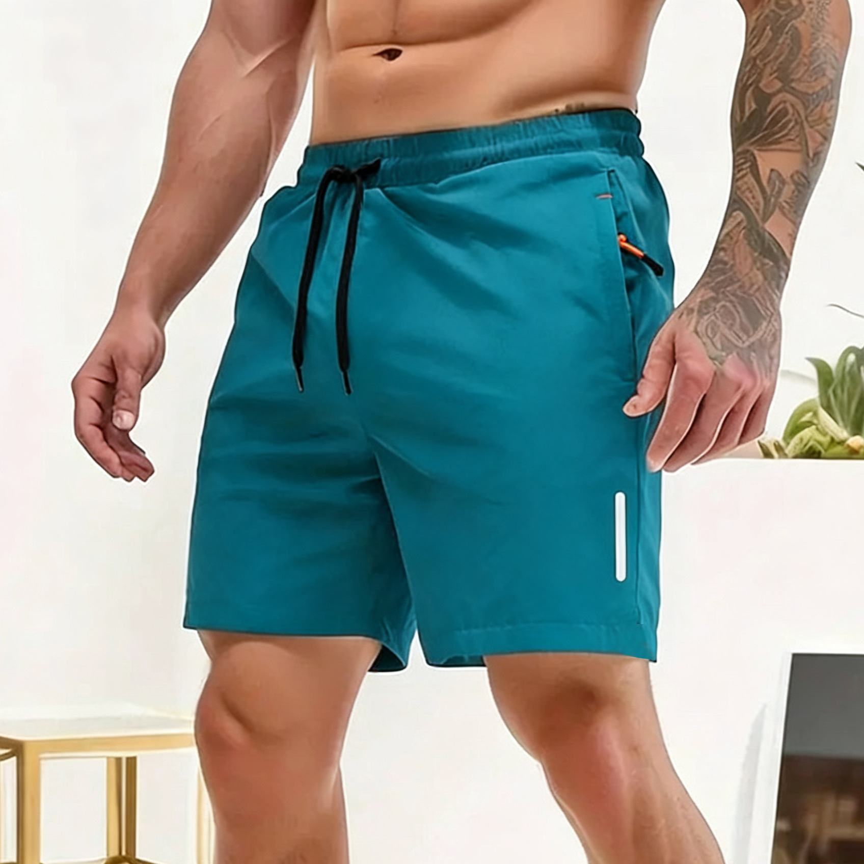 Cross-Border European Size Men's Shorts, Summer Thin Loose Ice Silk Quick-Drying Men's Five-Point Casual Pants, Beach Sports Pants
