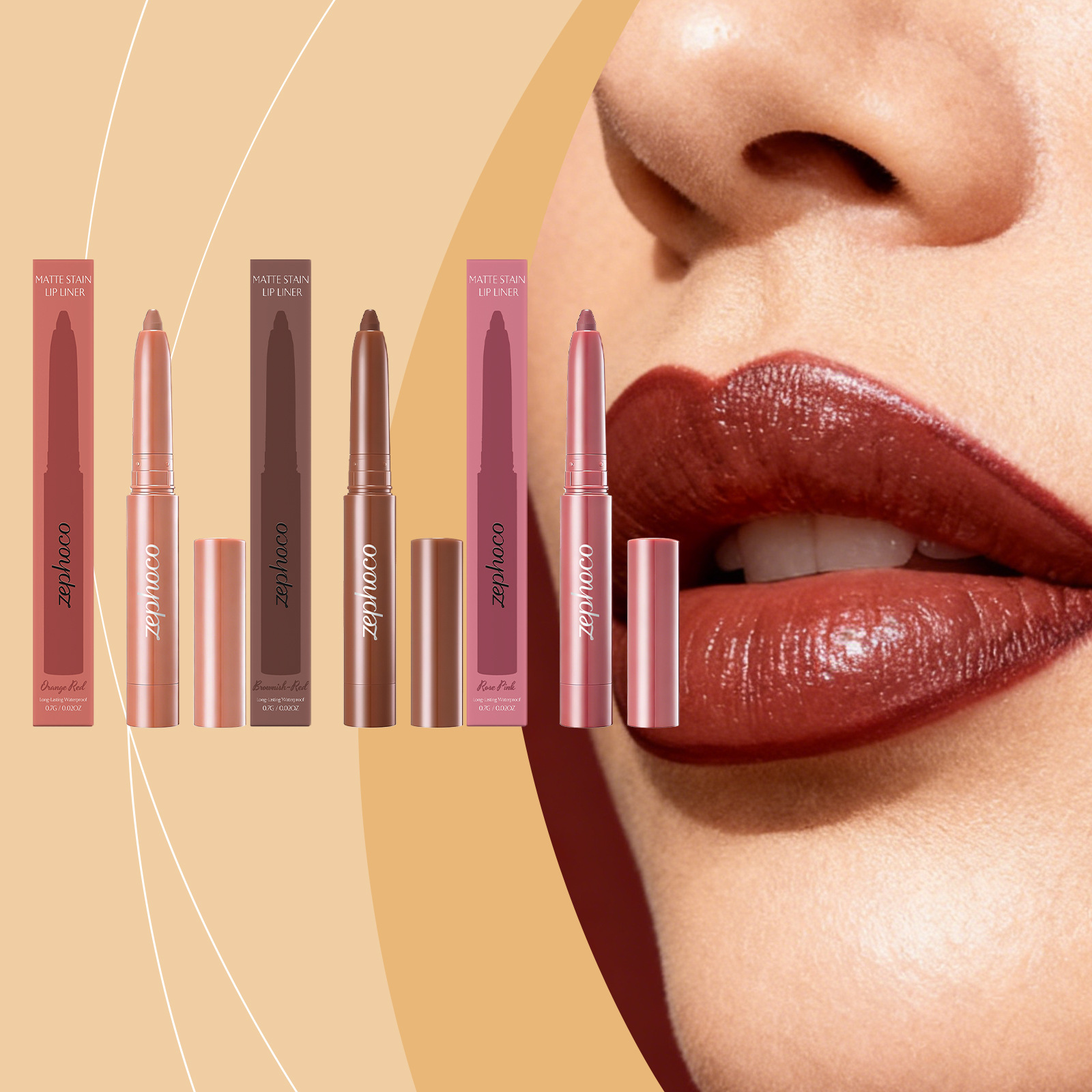 Zephoco Colored Lip Liner Series Has a Smooth, Silky Texture That Easily Outlines the Lip Shape, Making It Natural and Easy to Apply