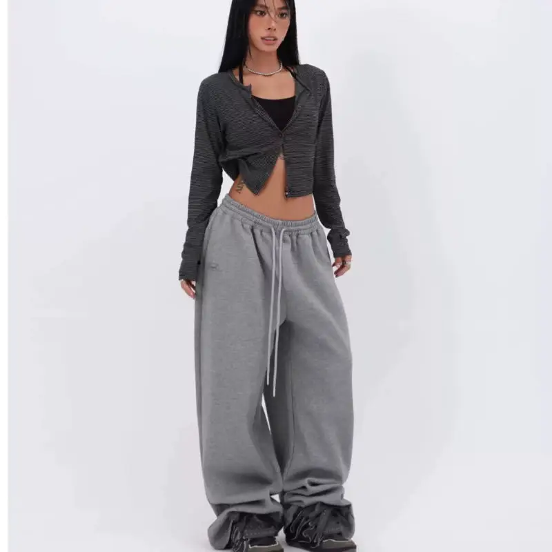 American Hip-Hop Jazz Hottie Casual Sports Pants Women's Loose Sweatpants Korean Style Hip-Hop Straight Wide-Leg Pants