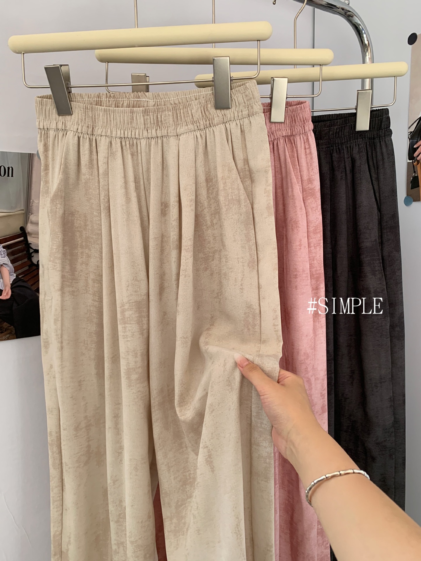 Ice Silk Wide-Leg Tie-Dye Distressed Pants for Women, High-Waisted, Lazy Style, Loose Fit, Versatile, Slimming, Drapey Casual Pants
