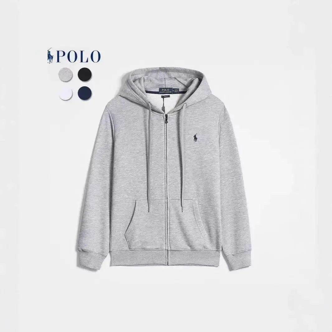 Spring and Autumn Paul Long Sleeve Sweater Men's Casual Zipper Solid Color Embroidered Pony Label Zipper Cardigan Jacket