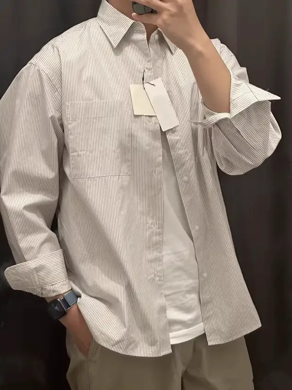 Affordable Men's and Women's Clothing 2025 Autumn and Winter New High-Quality Long-Staple Cotton Striped Shirt Long-Sleeve Shirt Jacket 480647