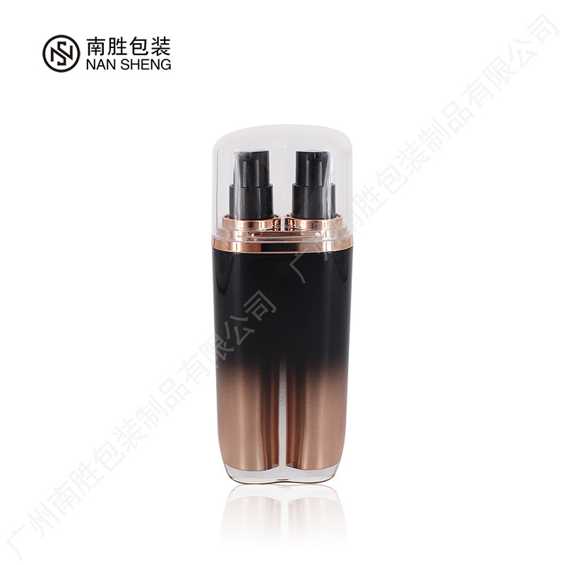 Morning and night cream double tube bottle 34ml acrylic vacuum double pump head essence bottle Lotion Foundation liquid press bottle manufacturer