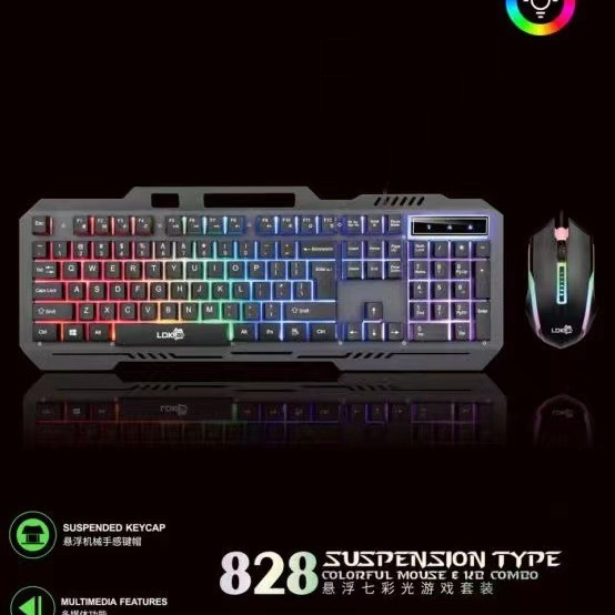 Leidi Kai 828 Metal Cover Game Luminous Keyboard Set New Imitation Mechanical Mouse Keyboard Entity