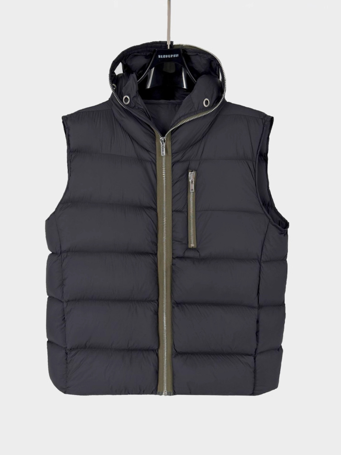 Shark Design Eyelet Zipper Sleeveless Hooded Warm Goose down Vest Jacket with a Hood Trendy