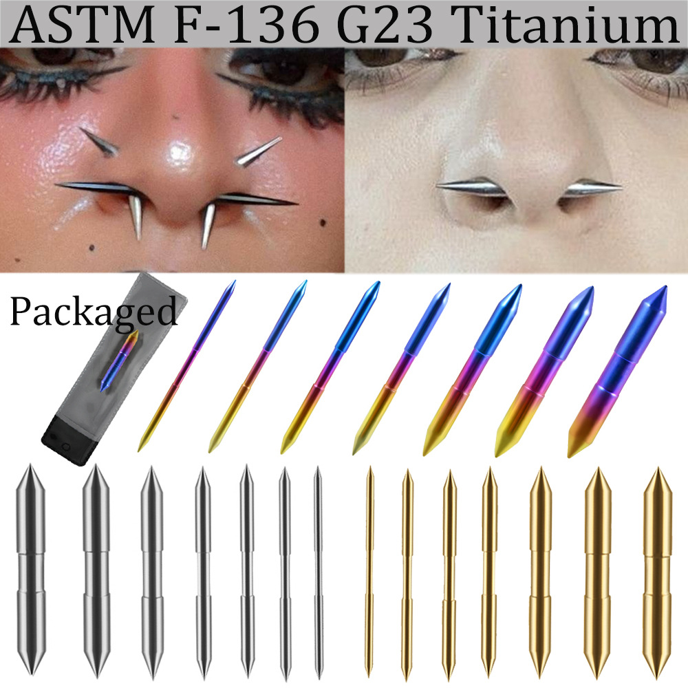 Cross-border G23 Titanium Steel Color Groove Conical Nasal Septum Electroplating Gradient Titanium Expansion Stretch Puncture Earrings Jewelry