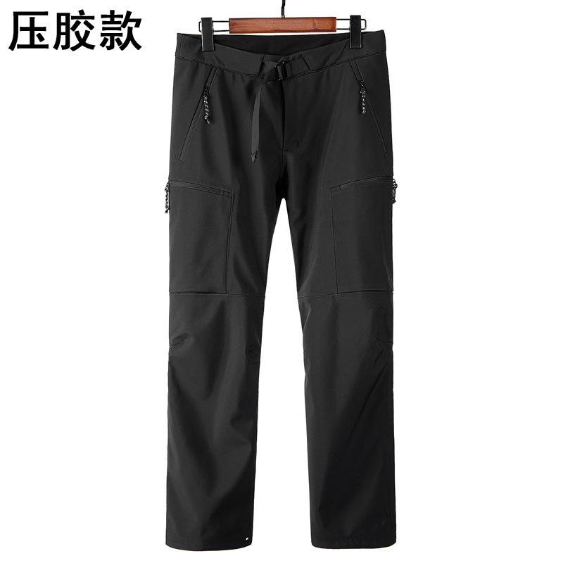 Bird's Nest Same Style Outdoor Softshell Pants for Men, Winter Waterproof Windproof with Rubberized Seams and Fleece Lining, Warm Outdoor Softshell Hiking Pants