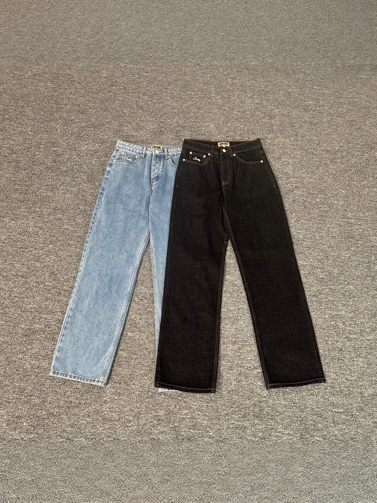 Corteiz Denim Jeans American Trendy High Street Retro Casual Embroidered Loose Straight Mid-Waist Denim Pants
