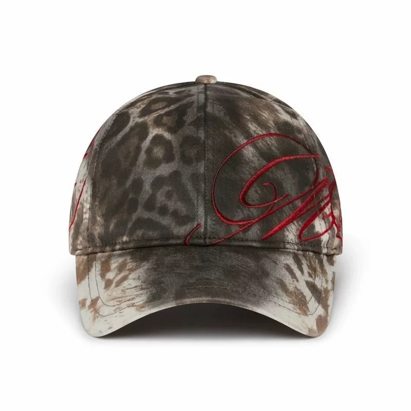 Mowalola Cheetah Cap American street leopard print embroidered contrasting Y2K baseball duckbill cap Opium