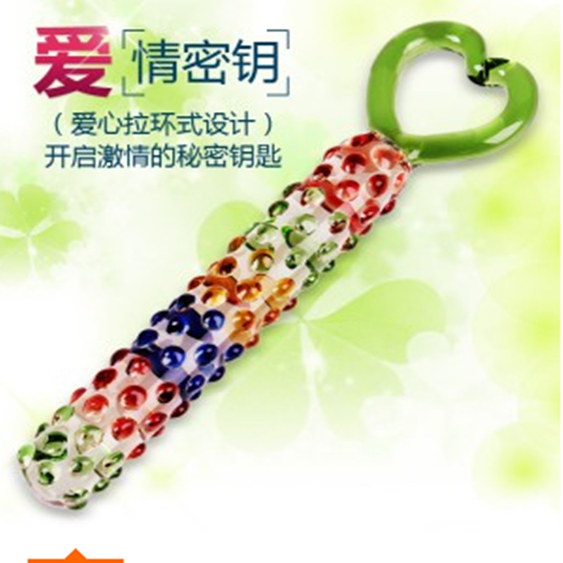 Women's masturbation device transparent glass crystal stick heating penis climax men's G-spot anal plug pull beads