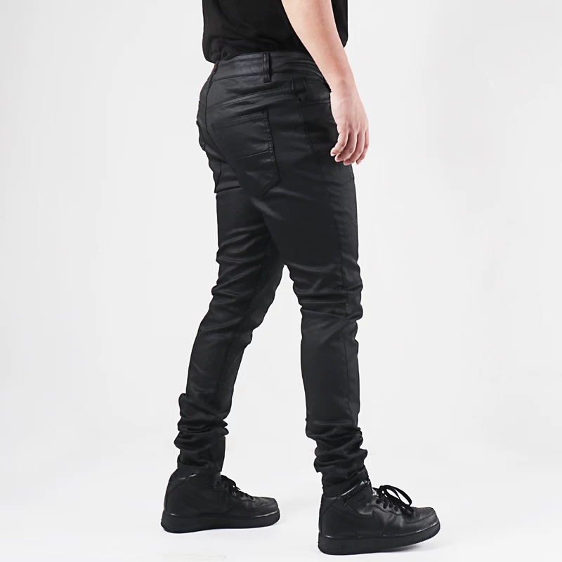 American street hip hop heavyweight basic style dark high street stacked youth wax face flared jeans wax pants