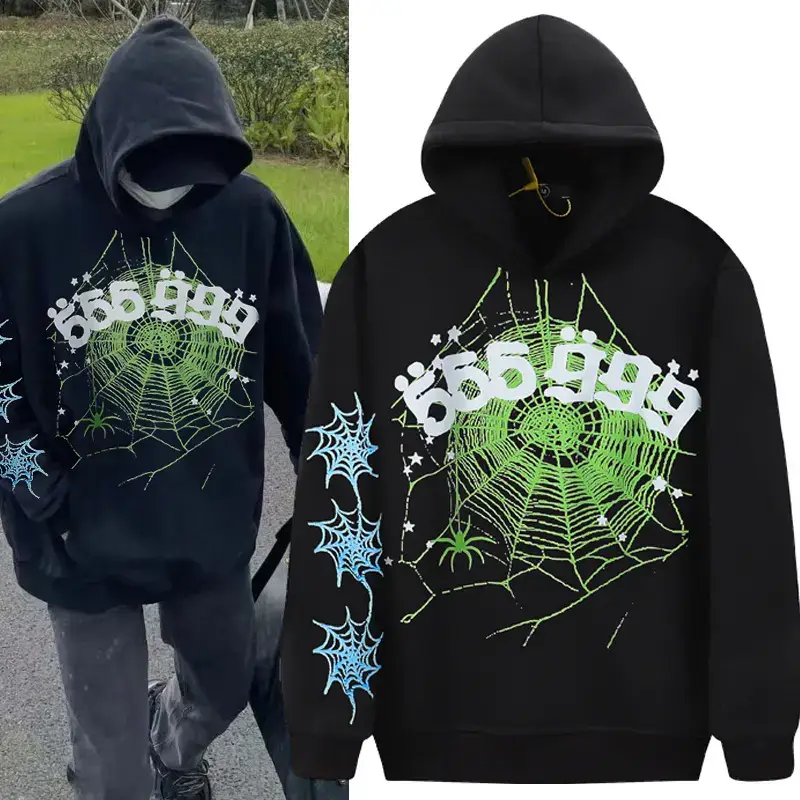 Halloween Spider Cotton Sweater 555555 Hooded Fleece Hooded Unisex Limited Street Fashion All-Match