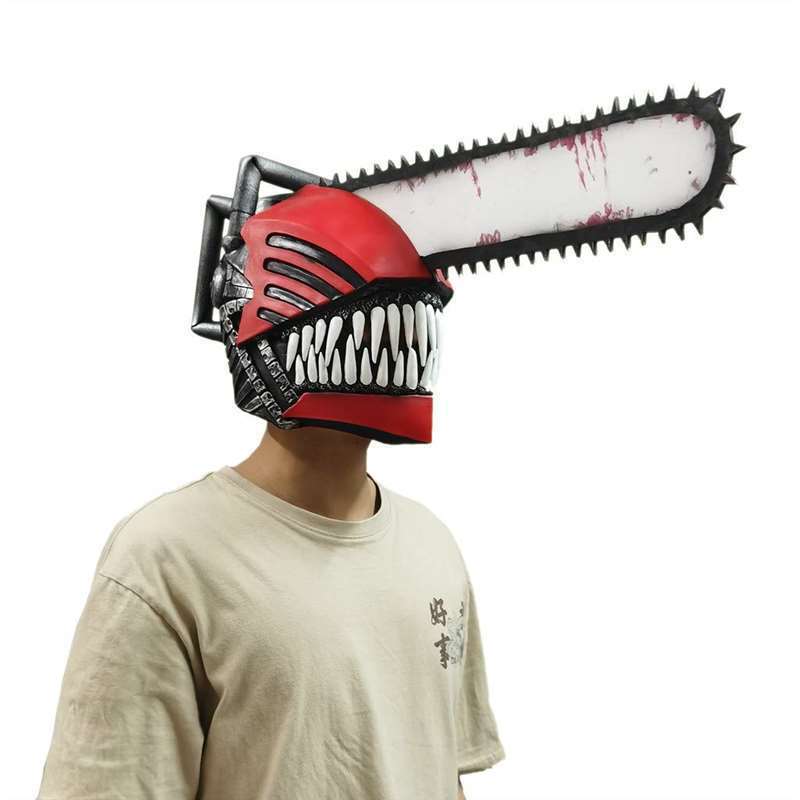 Chainsaw Man Pochita Mask Halloween Horror Cosplay Chamber Props Latex cos Electric Mask