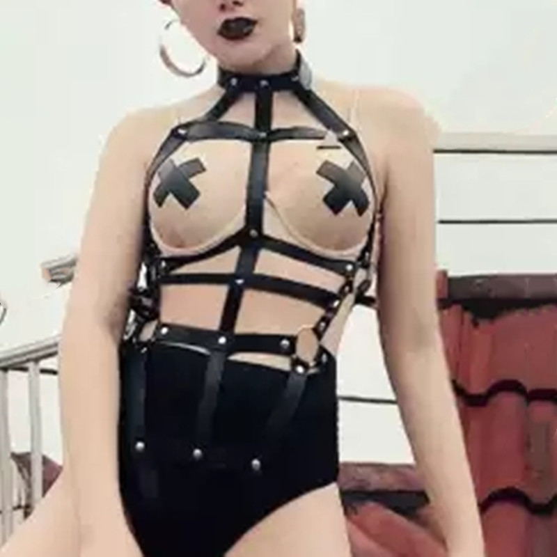 European and American Cross-border PU Leather Collar Sexy Boat Belly and Waist One-piece Bound Belt Thin Punk Decorative Belt