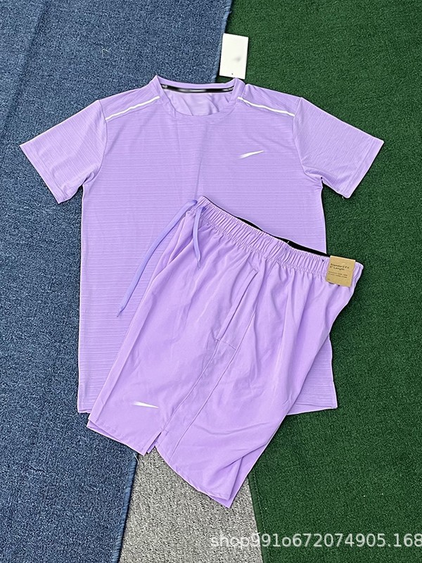 2026 New Short-Sleeved Shorts Suit Quick-Drying Breathable Fitness Running Training Men's and Women's Outdoor Sports Ice Silk Suit