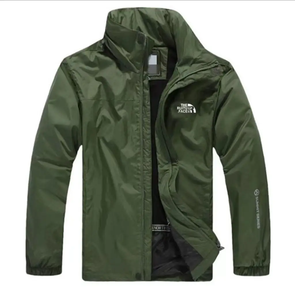 Cross-border Spring and Autumn Sports Windproof Jacket Men's Solid Color Outdoor Hooded Rush wish Foreign Trade Wholesale Jacket Men's