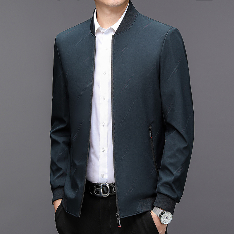 Spring and Autumn Men's Vertical Collar Jacket Men's Executive Casual All-match Business Men's High-end Sense Dad Jacket