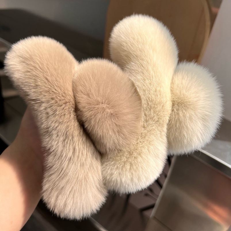 Real Rex Rabbit Hair Big small size Grab Clip Back Head Temperament Clip Hairpin New Cute Plush Headwear Hair Grab Hair Accessories