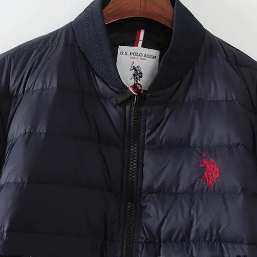 P Brand Same Style with Mall Autumn and Winter Clothing Men's Dark Blue Fashion Classic Baseball Collar Long down Jacket 94067
