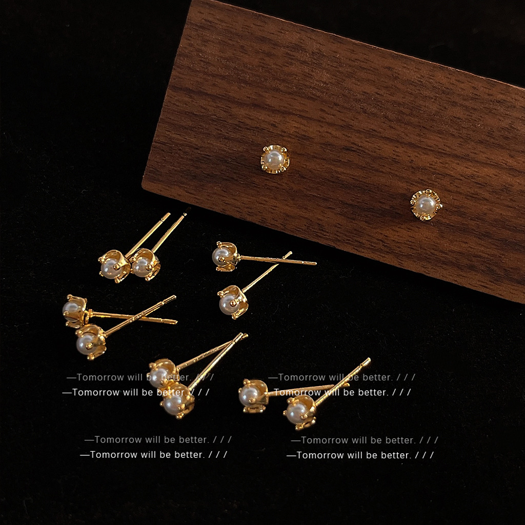 Suitable for Ear Piercings~ Stylish Pearl Stud Earrings for Women, Korean and Japanese Style, Small and Elegant Mini Earrings Wholesale