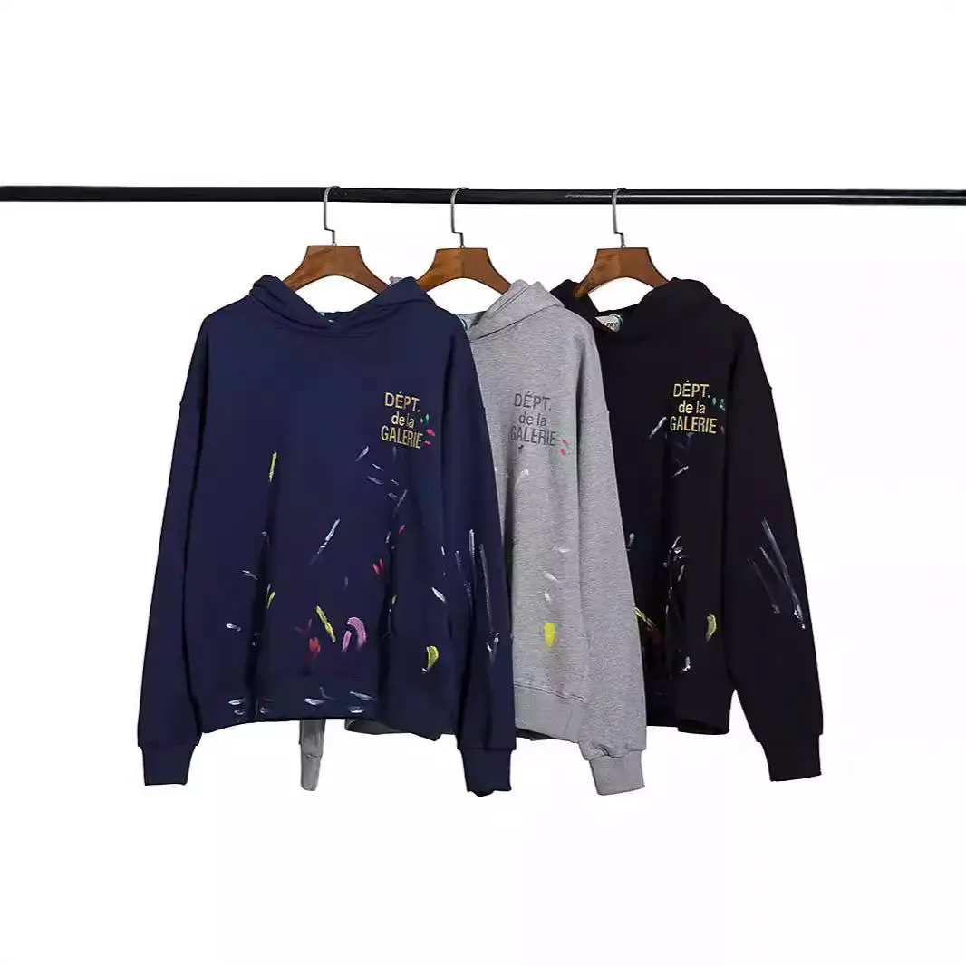 Gallery Dept Splash Graffiti European and American Hoodie Autum Loose Casual Men's and Women's Hooded Sweatshirt Suit