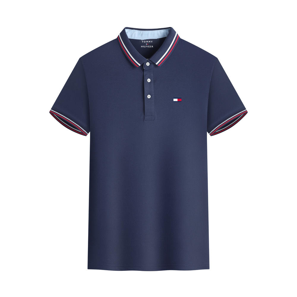 Cross-Border New Polo Shirt Men's Casual Lapel Short-Sleeved Summer Classy Tommy Embroidered European Size Short-Sleeved Foto QC de 1688 na Qualit.ly