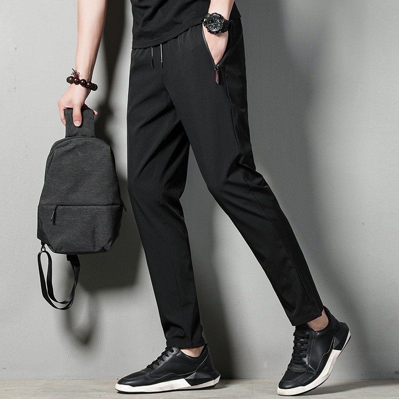 Summer Casual Pants Men's Casual Pants Men's Thin Korean Style Ice Silk Pants Men's Sports Pants Straight Quick-Drying Pants on Behalf of