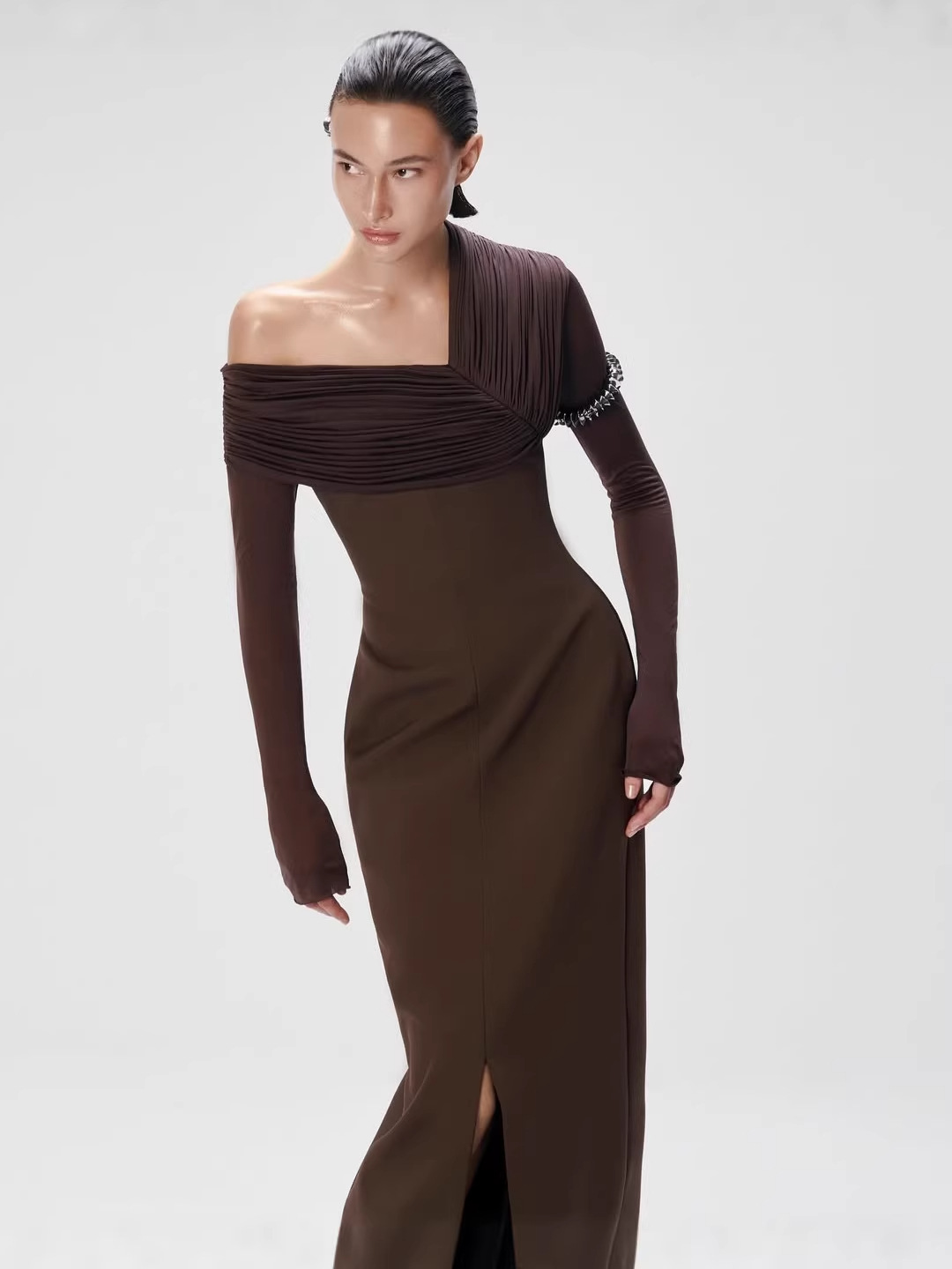 Customization | Factory Supply Women's Clothing Southeast Asia Style Ruched Collar Design Bodycon Dress Seaside Vacation Dress