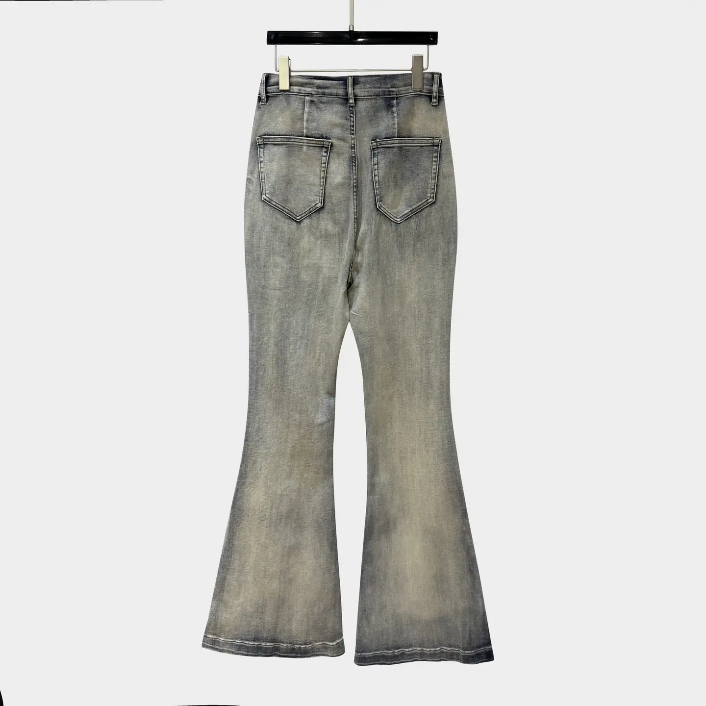 Dark Ro American Style Washed Distressed Pleated Slimming Look High Waist Flared Pants for Women with Wide Legs Retro Mop Denim pants