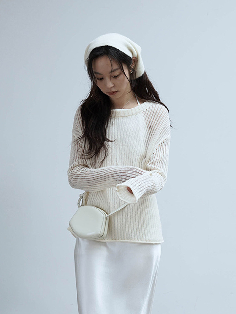 Love and Nancy Guangzhou Thirteen Lines Summer Original New Hollow Round Neck Lazy Pullover Sweater Women 41028