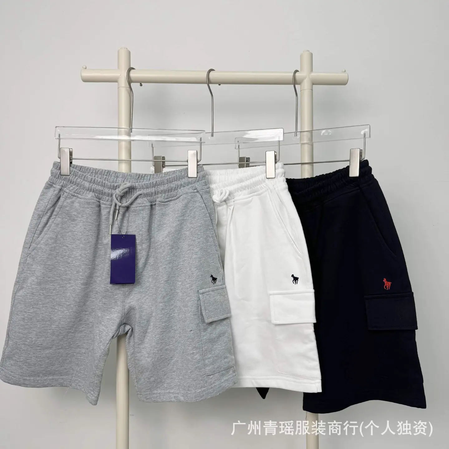 25 Years of Cross-Border Popular Summer Rl Pony Logo Shorts for Men and Women, Casual Quarter Pants, Embroidered Couple Sports Shorts