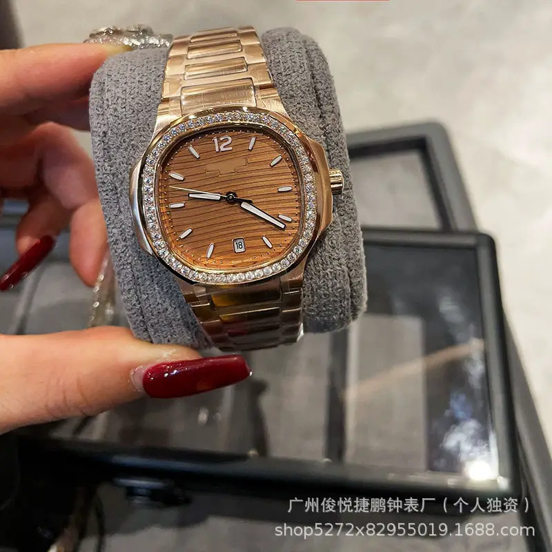 Baida Nautilus 7118 Series Women's Watch Rose Gold Diamond Casual Swiss ETA Quartz Women's Watch
