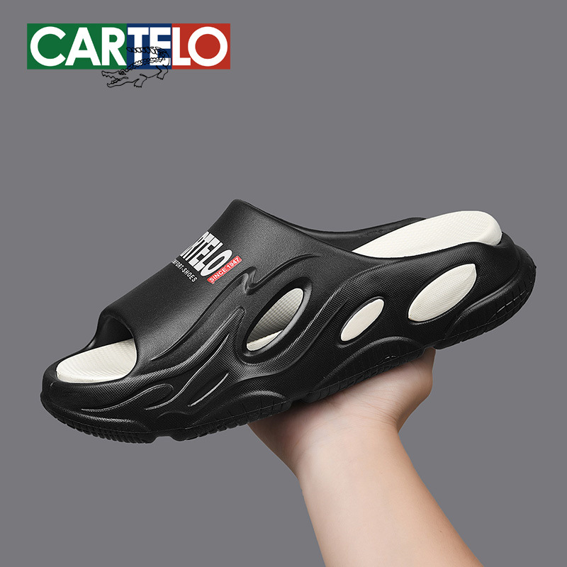 Cartelo/Carteiro Crocodile Men's Outdoor Casual Slippers Thick-Soled Beach Shoes Trendy Outdoor Sandals